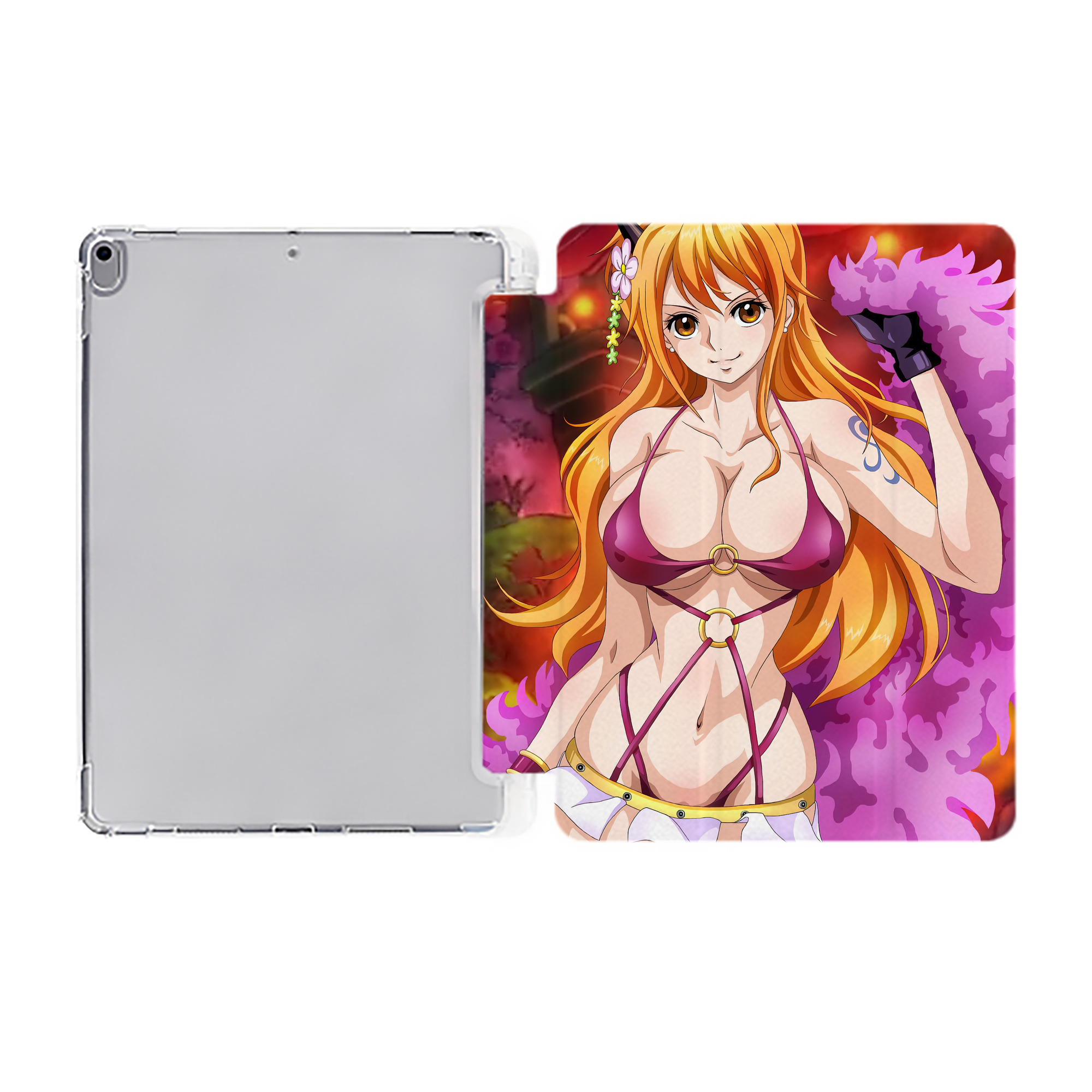 （画像用） ワンピース ONE PIECE IPad ケース ペン収納付き 三つ折りスタンド PUレザー×シリコン 対応機種9.5/10.5/10.9インチ
